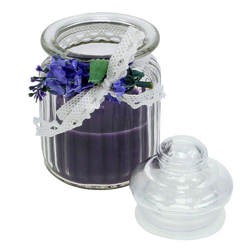 Floristik24 Vela perfumada en un vaso de lavanda Ø7.5cm H13cm 2pcs