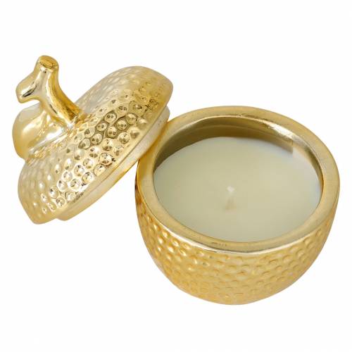 Floristik24 Vela perfumada &quot;Spiced Apple&quot; en joyero de manzana oro Ø7.2cm H8.5cm