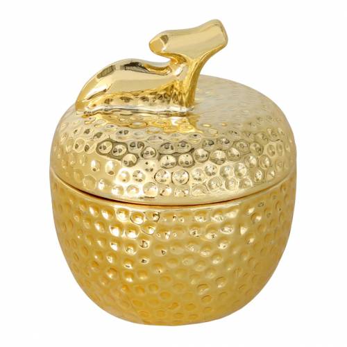 Floristik24 Vela perfumada &quot;Spiced Apple&quot; en joyero de manzana oro Ø7.2cm H8.5cm