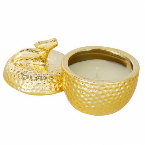 Vela perfumada &quot;Spiced Apple&quot; en joyero de manzana oro Ø7.2cm H8.5cm