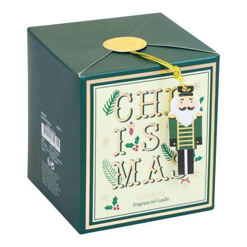 Floristik24 Vela perfumada Vela aromática navideña en vaso abeto balsámico verde Ø8cm