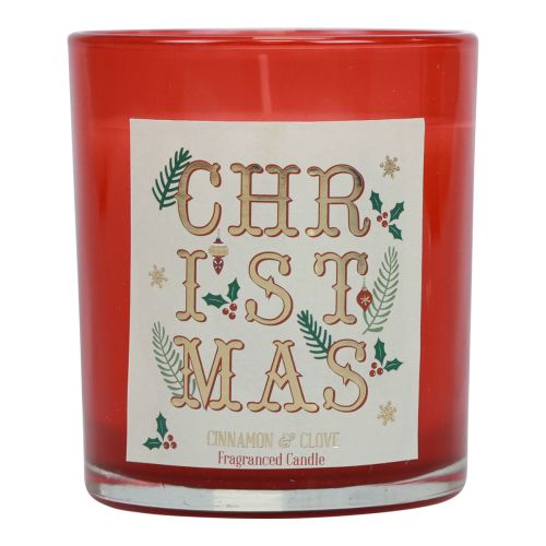 Vela aromática Vela aromática navideña en vaso canela roja clavo Ø8cm