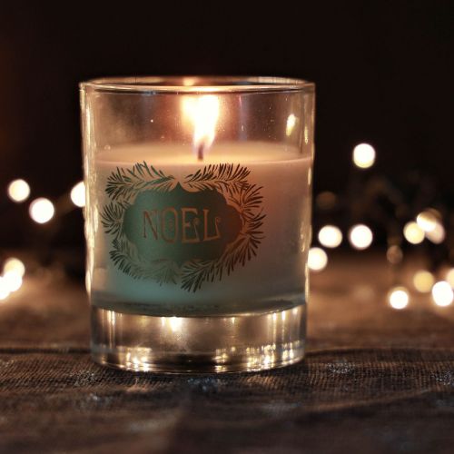 Artículo Vela perfumada Vela navideña de cristal transparente Vela navideña 7,5 cm