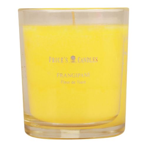 Vela perfumada en vaso aroma de verano Frangipani Amarillo Al.8cm