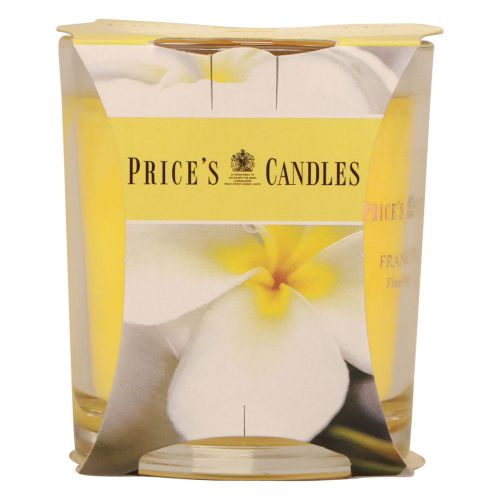 Artículo Vela perfumada en vaso aroma de verano Frangipani Amarillo Al.8cm