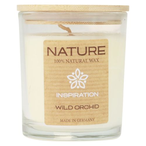 Vela perfumada en vaso de cera natural Wild Orchid 85×70mm