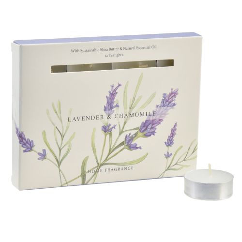 Floristik24 Velas perfumadas lavanda manzanilla velas de té blanco Ø3,5cm 12ud