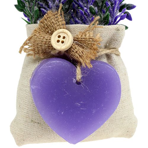 Floristik24 Bolso lavanda con corazón 18cm