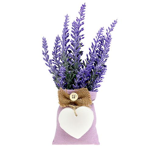 Floristik24 Bolso lavanda 18cm con corazón de cera