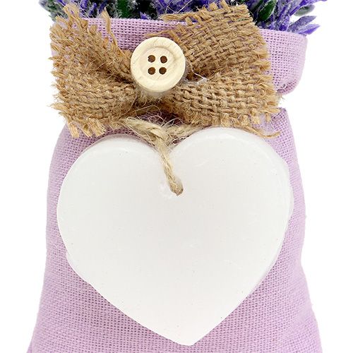Floristik24 Bolso lavanda 18cm con corazón de cera