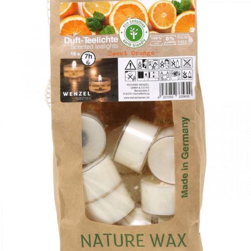 Artículo Velas perfumadas naranja, aroma a velas de té, vela aromática Ø3,8cm H2,3cm blanco 18 piezas
