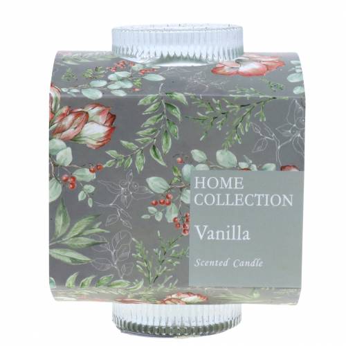 Floristik24 Vela Perfumada en Vidrio Gris Vainilla Ø8cm H10,5cm