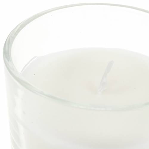 Artículo Vela perfumada en vaso blanco vainilla Ø8cm H10.5cm