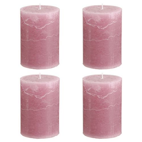Artículo Velas de pilar lisas rosa rosa viejo 70x100mm 4 piezas