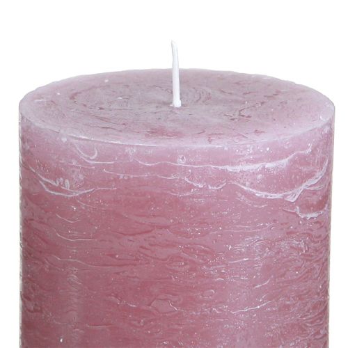 Artículo Velas de color liso velas antiguas de pilar rosa 70×80mm 4 piezas