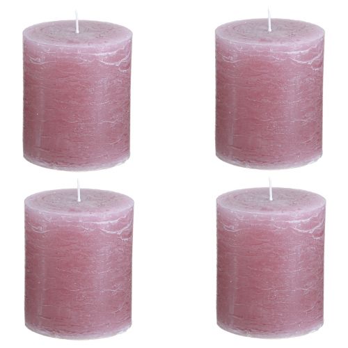 Artículo Velas de color liso velas antiguas de pilar rosa 70×80mm 4 piezas