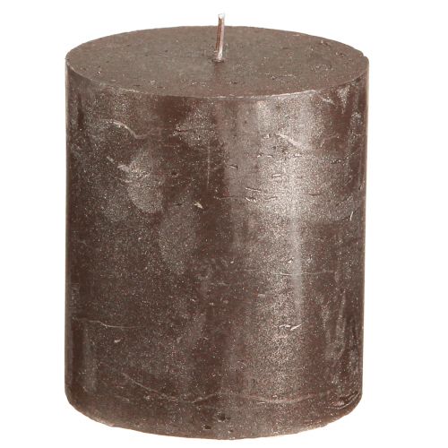 Velas lisas marrón cobre metalizado 70×80mm 4 piezas