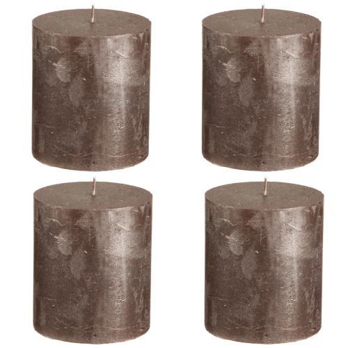 Artículo Velas lisas marrón cobre metalizado 70×80mm 4 piezas