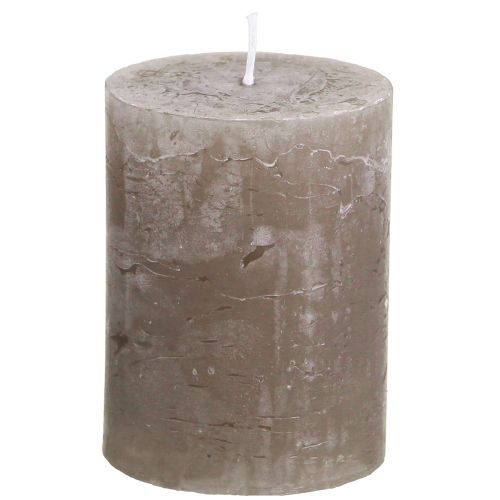 Artículo Velas de colores lisos velas de pilar marrón 60×80mm 4 piezas