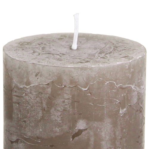 Artículo Velas de colores lisos velas de pilar marrón 60×80mm 4 piezas