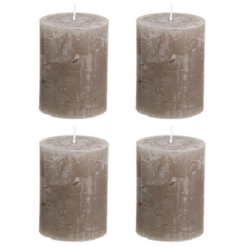 Artículo Velas de colores lisos velas de pilar marrón 60×80mm 4 piezas