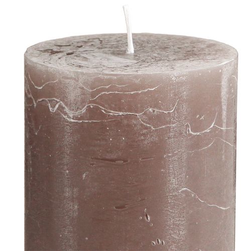 Artículo Velas de colores lisos velas de pilar marrón 70×120mm 4 piezas