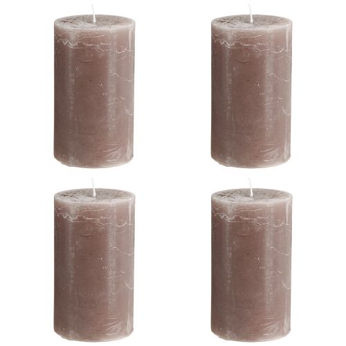 Artículo Velas de colores lisos velas de pilar marrón 70×120mm 4 piezas