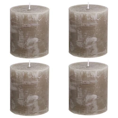 Artículo Velas de colores lisos velas de pilar marrón 70×80mm 4 piezas