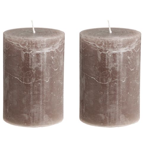 Artículo Velas de colores lisos velas de pilar marrón 85×120mm 2 piezas