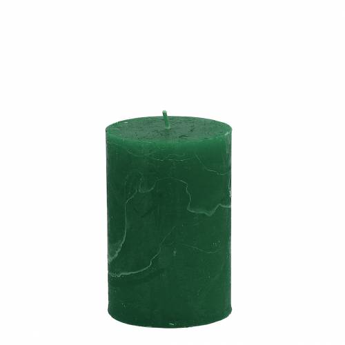 Floristik24 Velas de colores lisos verde oscuro 70x100mm 4uds