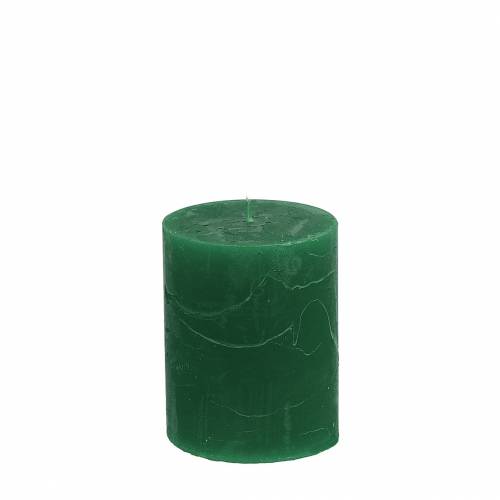 Floristik24 Velas de colores lisos verde oscuro 70x80mm 4uds