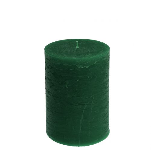 Floristik24 Velas de color liso verde oscuro 85x120mm 2uds