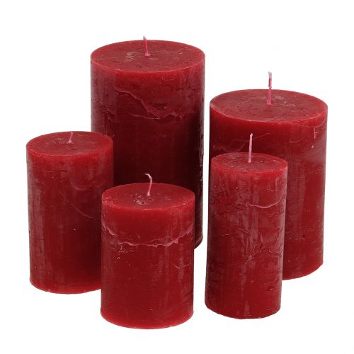 Artículo Velas de colores lisos rojo oscuro varios tamaños