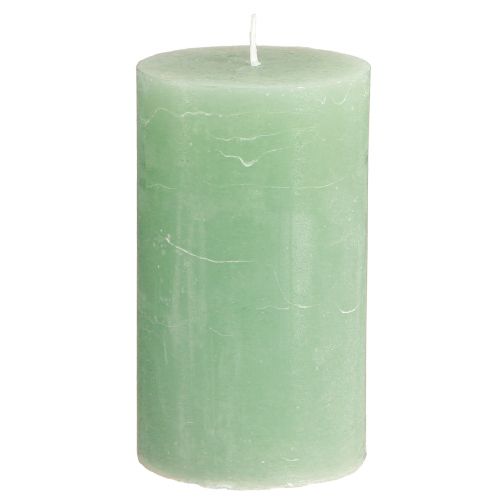 Artículo Velas de color liso velas de pilar de jade verde 70×120mm 4 piezas