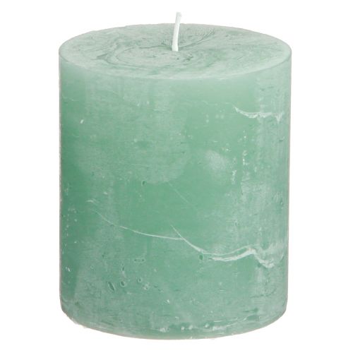Floristik24 Velas de color liso velas de pilar de jade verde 70×80mm 4 piezas