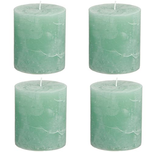 Artículo Velas de color liso velas de pilar de jade verde 70×80mm 4 piezas