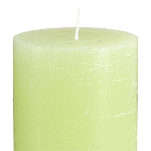 Artículo Velas lisas verde lima Velas de pilar 70×120mm 4 piezas