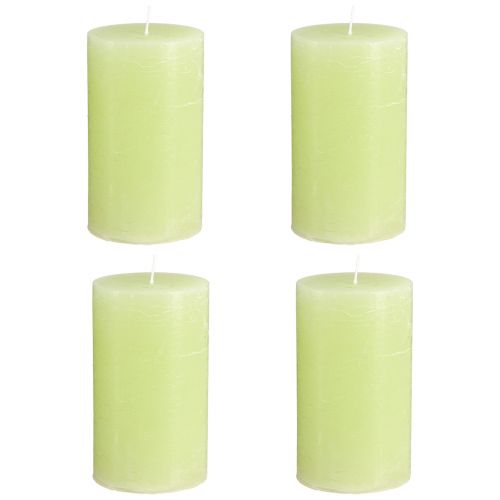 Artículo Velas lisas verde lima Velas de pilar 70×120mm 4 piezas
