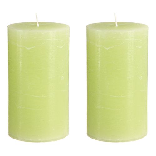 Artículo Velas lisas verde lima Velas de pilar 85×150mm 2 piezas
