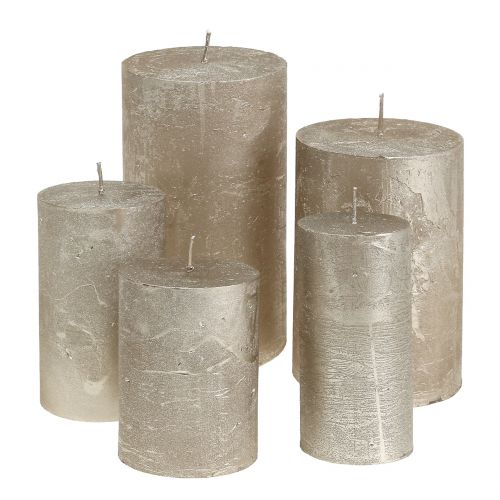 Floristik24 Velas de colores lisos platino de diferentes tamaños.