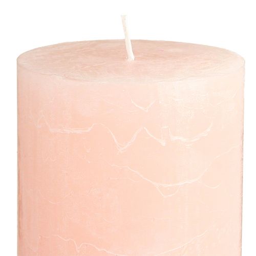 Artículo Velas de colores lisos velas de pilar rosa rosa claro 85×120mm 2 piezas