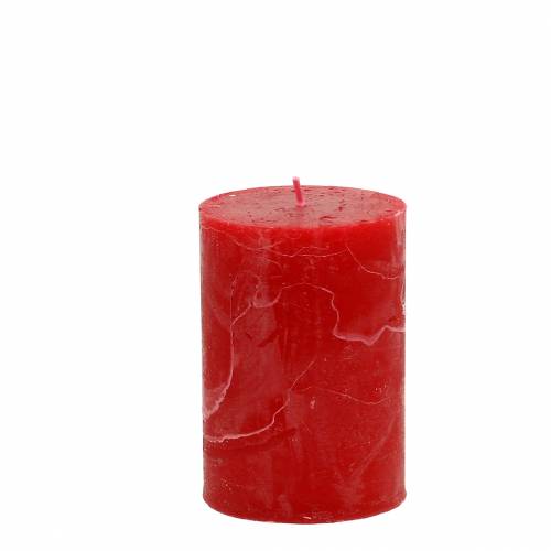 Floristik24 Velas de colores sólidos rojo 70x100mm 4pcs