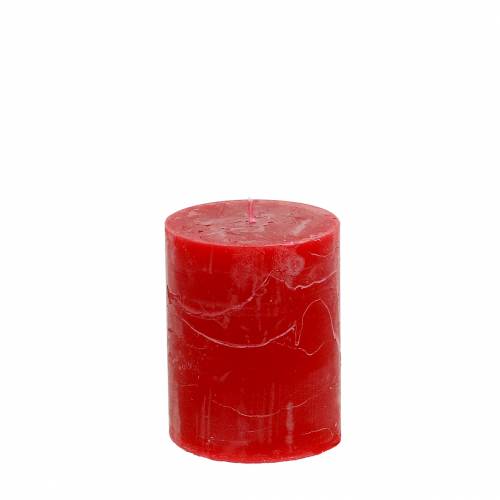 Floristik24 Velas de colores sólidos rojo 70x80mm 4pcs