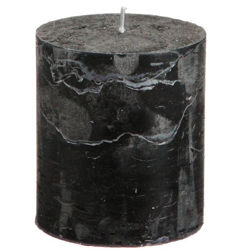 Artículo Velas de colores lisos velas de pilar negras 70×80mm 4 piezas