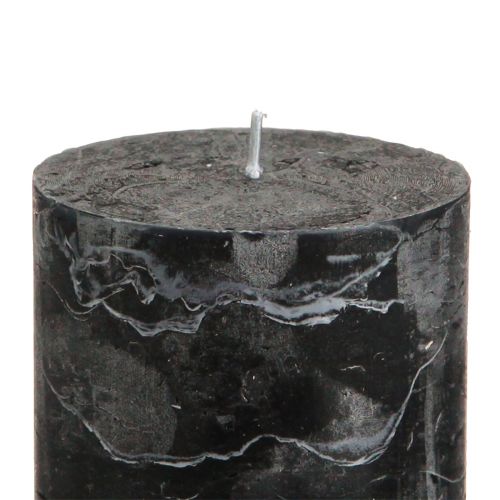 Artículo Velas de colores lisos velas de pilar negras 70×80mm 4 piezas
