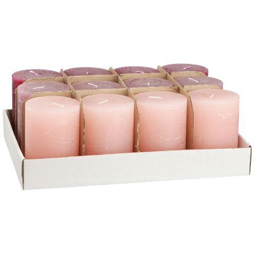 Artículo Velas de color liso pilares rosa baya 70x100mm 12 piezas