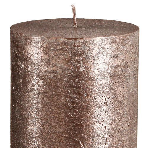 Artículo Velas de pilar de color liso cobre 85mmx200mm 2 piezas