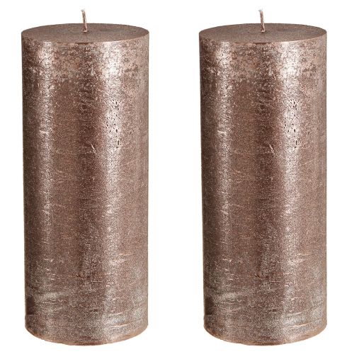 Artículo Velas de pilar de color liso cobre 85mmx200mm 2 piezas