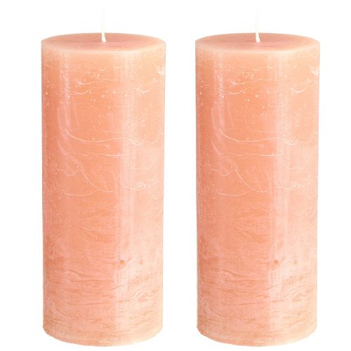 Artículo Velas de pilar de color liso en melocotón 85x200mm 2 piezas