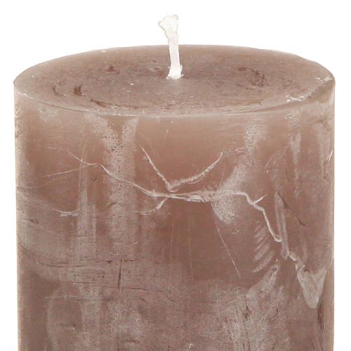 Artículo Velas de pilar lisas 3 colores marrón 60×100mm 12 piezas
